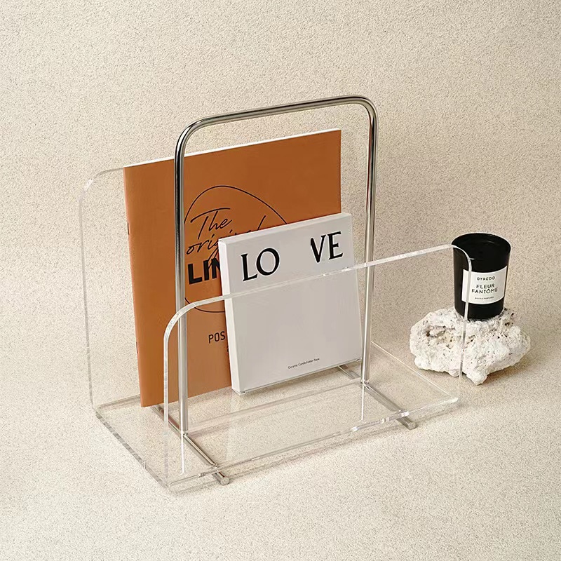 ins風 アクリルポータブルマガジンラック 金属製の本棚 デスクトップストレージ 新聞ラック 8,281円