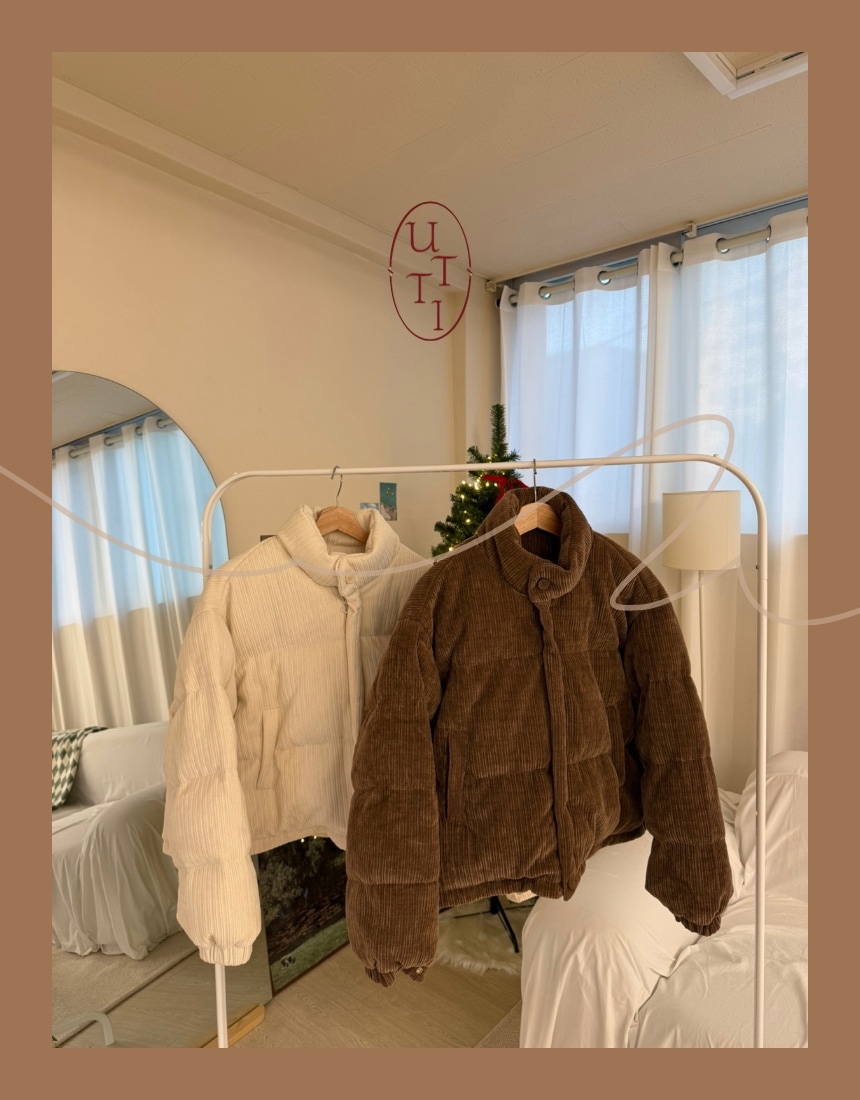 [/ 国韓国制作ダウングルメ] コーデュロイダウン グースダウン アバンフィット ショートダウン (2color)