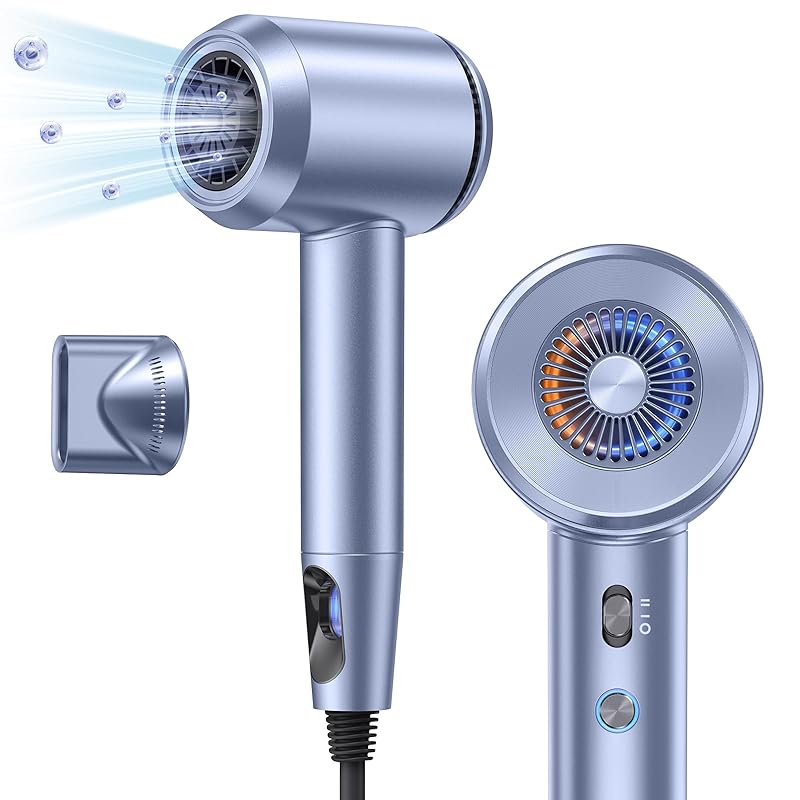 llano ドライヤー 1200W 小型 19m/s大風量 ヘアドライヤー 速乾 340g軽量 マイナスイオン 温冷リズムモード 恒温 5段階調整 旅行用 家庭用 プレゼント マグネットノズル付き 収
