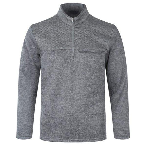 メンズウィンタークオリティーショートジップアップスパン起毛Tシャツ BR-TSW-JT888M-グレー