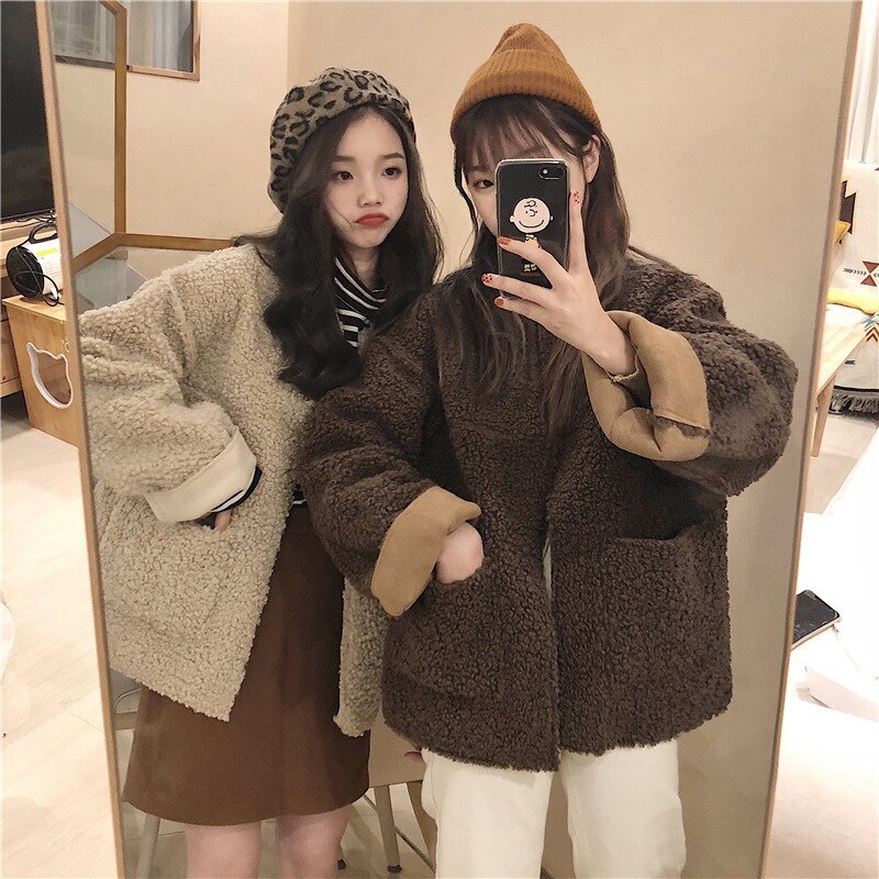 韓国女性用コットンパッドジャケット両面ボアブルゾン 防風ジャケットアウター人気ボアアウター人気ボアアウターキルティングアウター