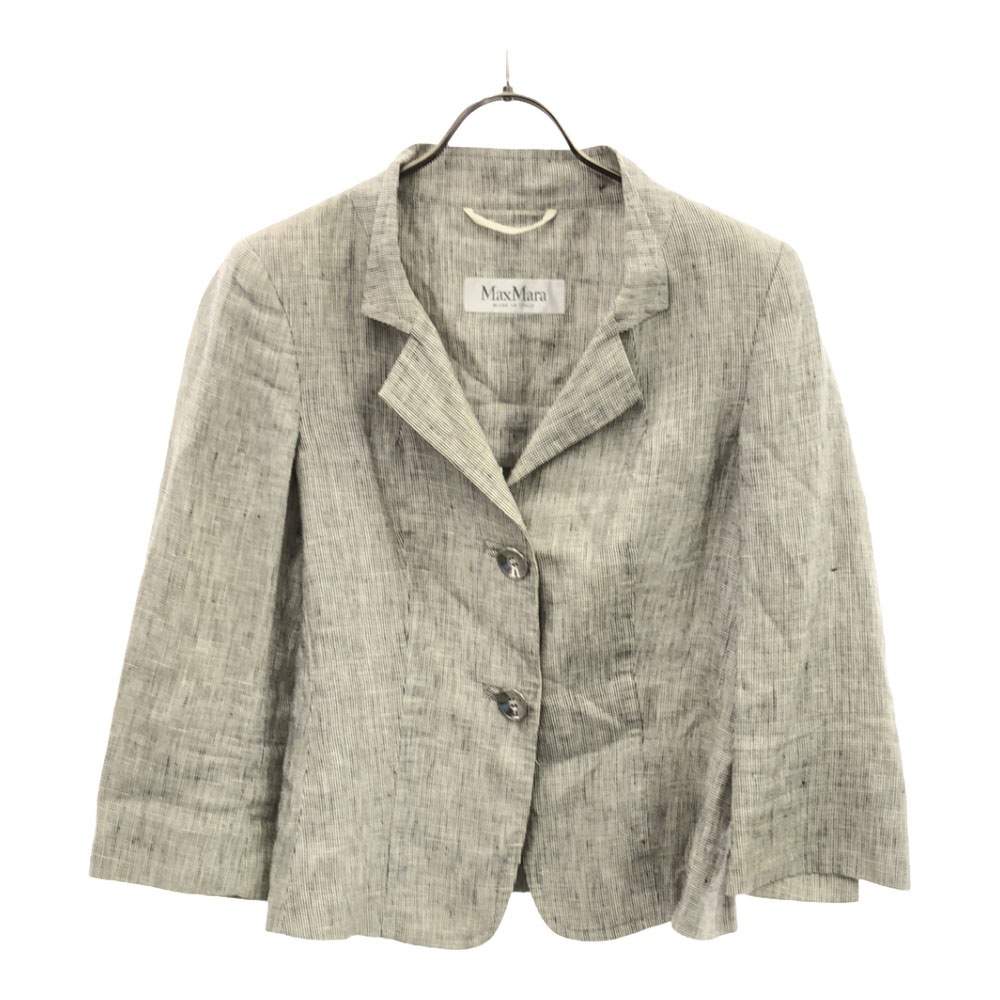 イタリア製 チェック柄 テーラードジャケット 36 グレー系 レディース