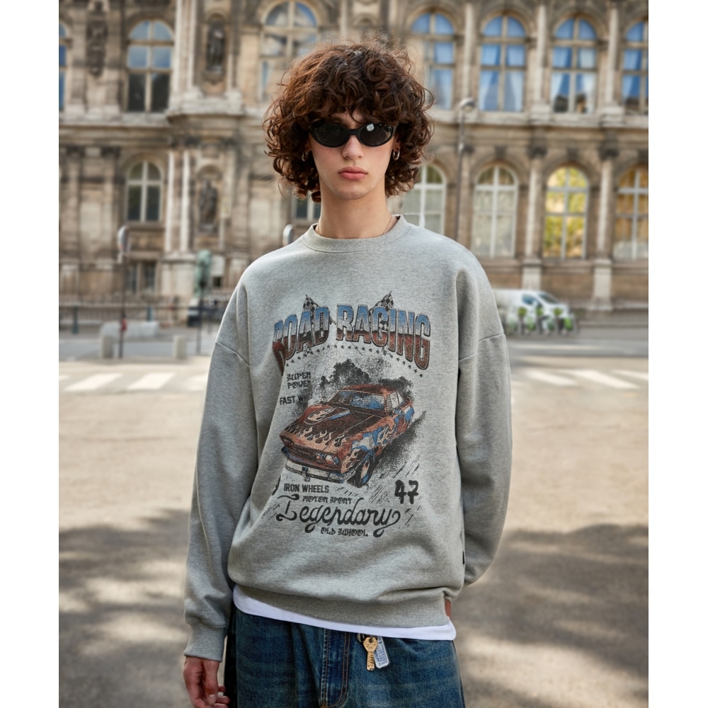 FLUKEロードレーシングマンツーマンTシャツグレーFMT3075