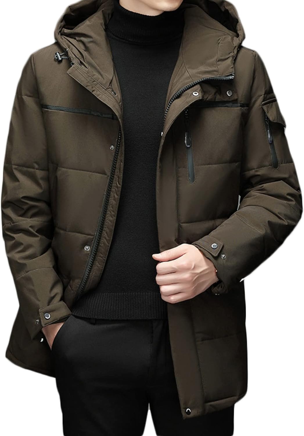 ダウンジャケット ダウン フード 大きいサイズ メンズ ロング丈 M-3XL 膝下丈 防寒コート ダウンコート 厚手 冬服 防寒 暖かい 黒 無地 カジュアル おしゃれ ベンチコート オフィス スポー