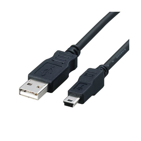 (まとめ) エレコムフェライトコア内蔵USB2.0対応ケーブル (A)オス-mini(B)オス ブラック 1.8m USB-FSM5181本 (×10セット)