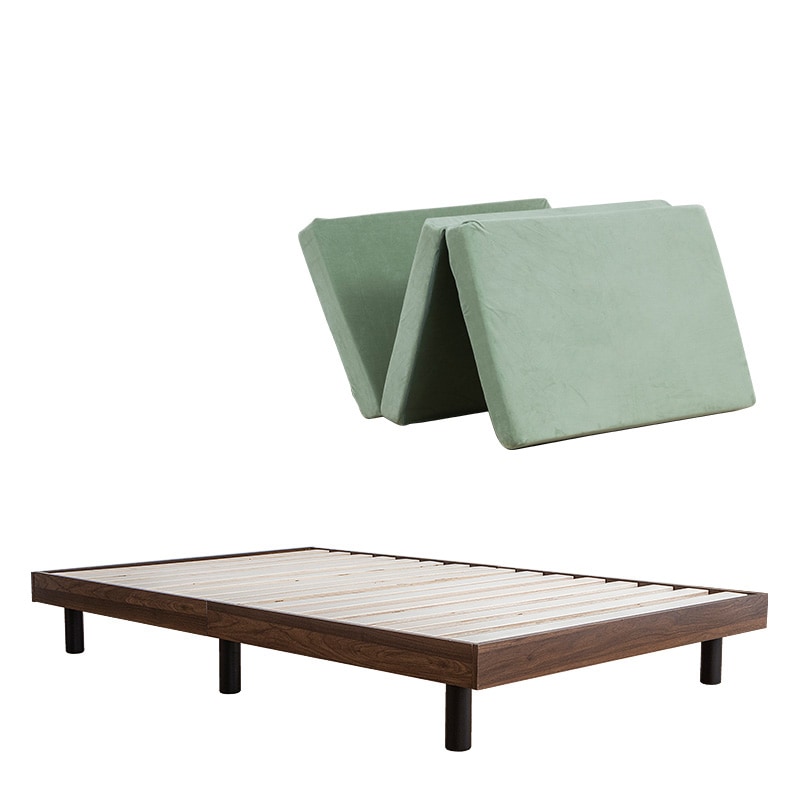 すのこベッド ベッド マットレスセット クイーン クイーンベッド ヘッドレス マットレス 高反発 3つ折り 厚さ10cm ウレタン