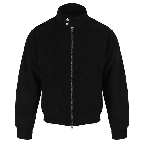 メンズミニマルコーデュロイヘリンボーンジップアップジャンパー RB-JKW-Q059-ブラック