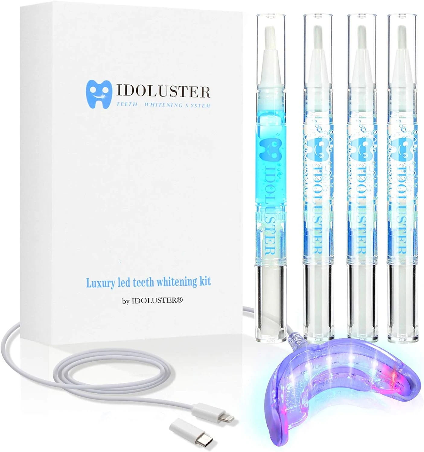 IDOLUSTER 歯のキット LEDライト高速歯のジェル&レッドとブル歯のライト3pcs 歯のペン脱感作ジェル敏感な歯のための歯のホワ
