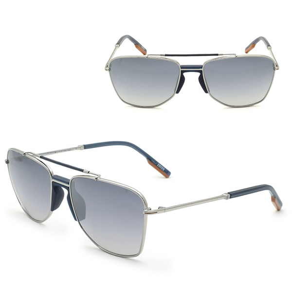 ゼニア サングラス ZEGNA EZ0130/S 14X 58 Ermenegildo Zegna ノーズパッド UVカット シルバー ブルーグレーグラデーション