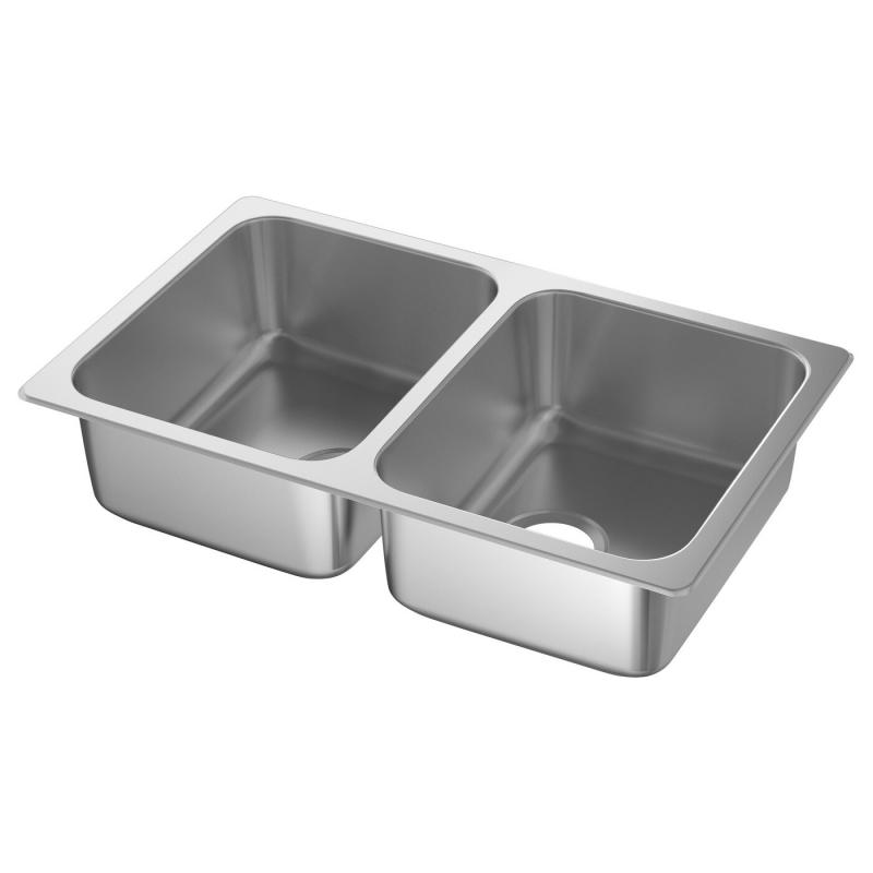 HILLESJON ヒッレショーン はめ込み式シンク 2ボウル - ステンレススチール 75x46 cm