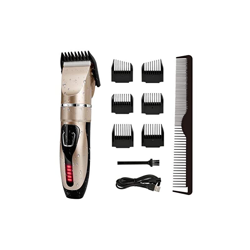 電動バリカン 家庭用 IPX7防水 2021年改良版 5段階刈り高さ調整 業務用プロ仕様 1年間保証