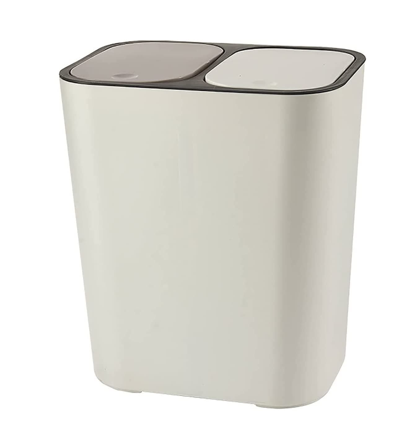 ごみ箱ダストボックス キッチン リビング 洗面所 廃棄物バケツ Ashcan Bin 家庭用分別ゴミ箱 Ouble コンパートメント リサイクルビン 蓋2個付き ゴミ箱垃圾桶ごみ箱車用ゴミ箱(A)