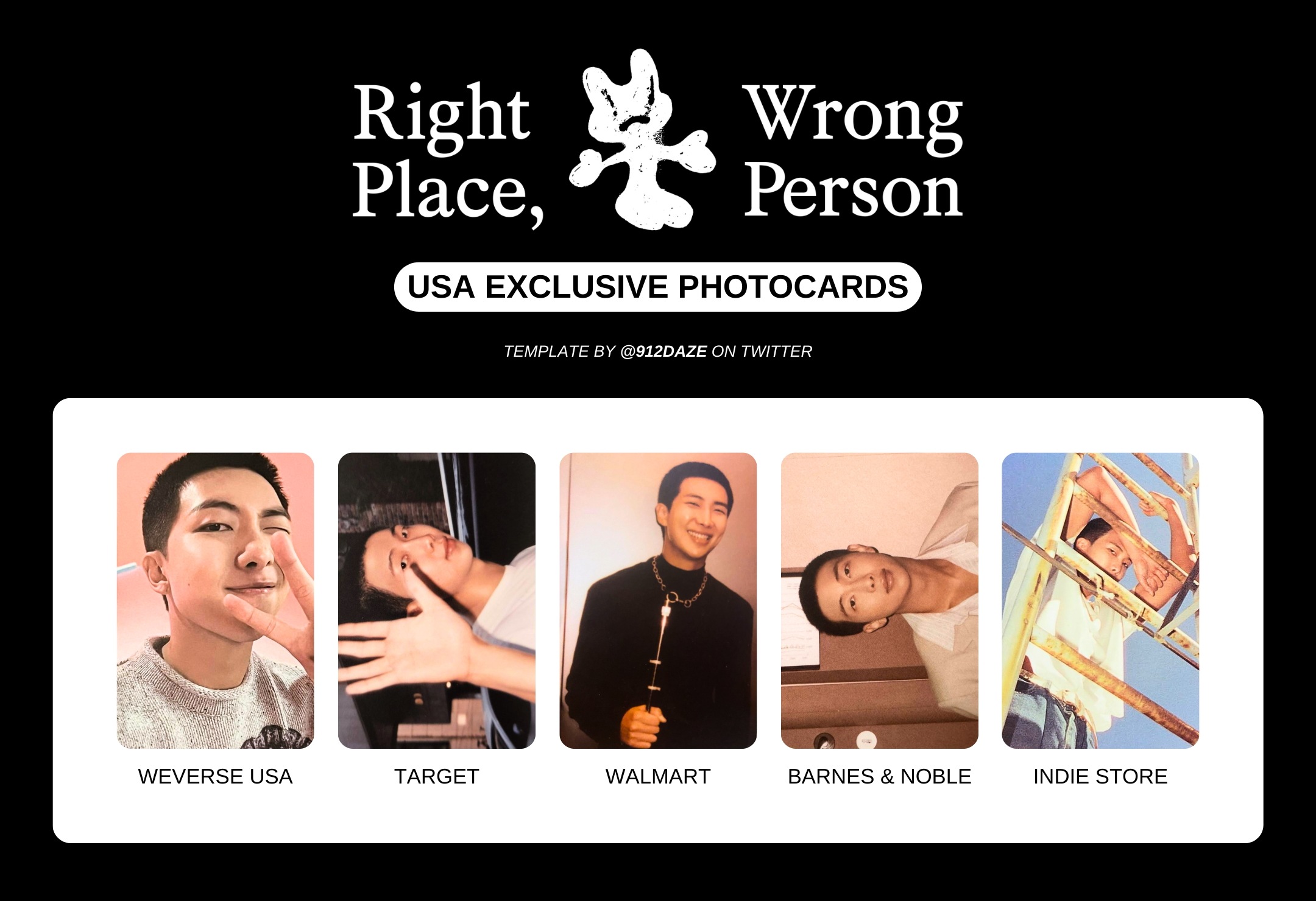 BTS 防弾少年団 ソロアルバム RM Right Place, Wrong Person US exclusive 特典 フォトカード WEVERSE USA TARGET WALMART B&N