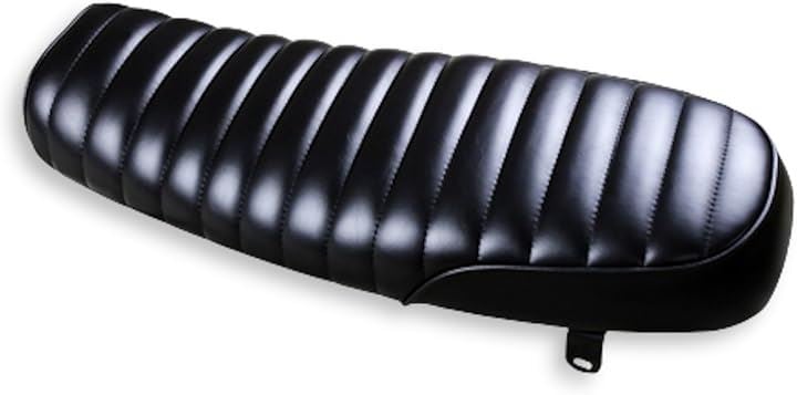 タックロール風 バイク シート ヴィンテージ フラットシート 全長640mm 幅250mm 汎用 TW200 SR400 W1 W600 SR500 GB250 FTR223(ブラック)