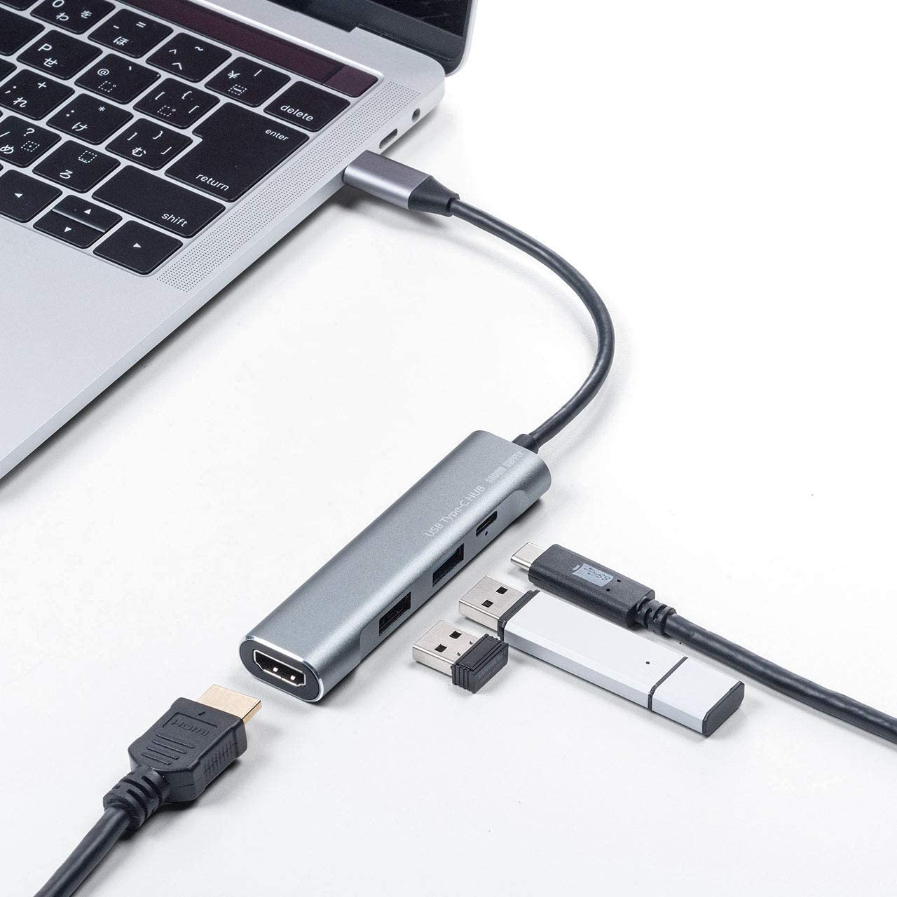 【本日限定価格】 サンワダイレクト 400-HUB086GM ガンメタリック アルミ PD充電 60