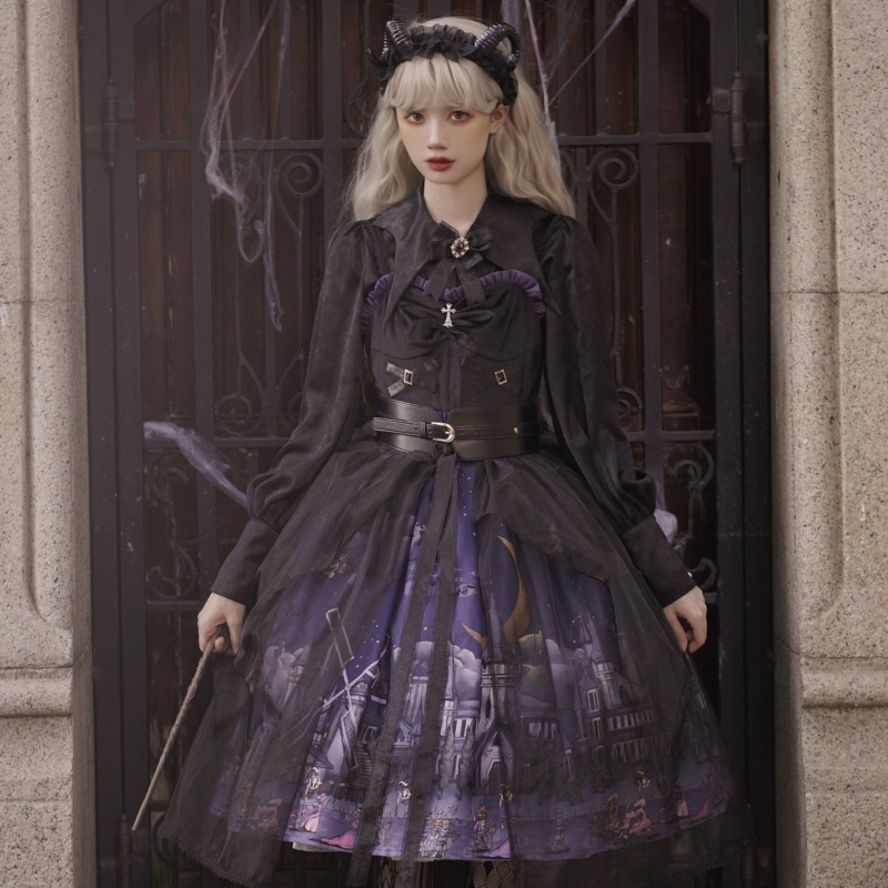 ゴシック風ハロウィンダークレトロなワンピース ロリータワンピース