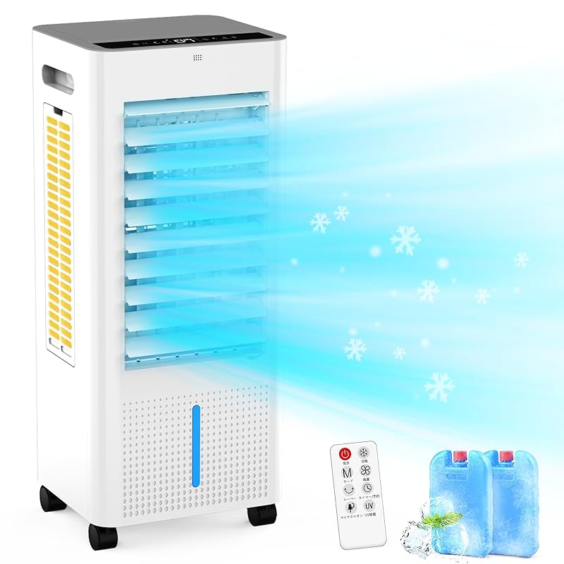 即納：冷風機 冷風扇 冷風扇風機 強力【8L容量&3方向強力冷風】スポットクーラー 冷房 8L大容量 イオン発生 3つモード 3段階風量 静音 自動ルーバー機能 24H入/切タイマー 室内温度表示 水