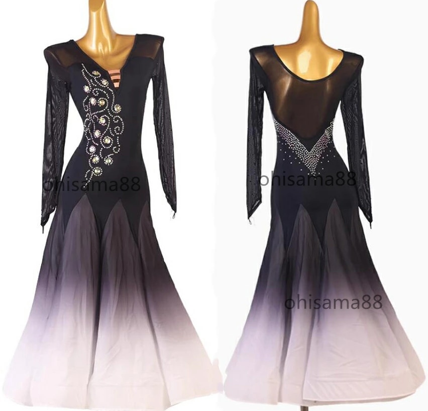 お安く提供モダンドレス 社交ダンス衣装 競技用のドレス スタンダードドレス 試合 ダンスウェア ステージ衣装 発表会ドレス 社交ダンスドレス ワンピース 大きい裾 ダンドレス 着痩せ ヴィーナ