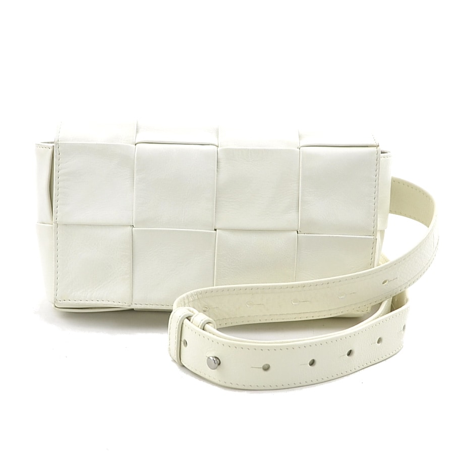 ボッテガヴェネタ BOTTEGAVENETA ウエストバッグ ボディバッグ カセット レザー ホワイト ユニセックス h31147g