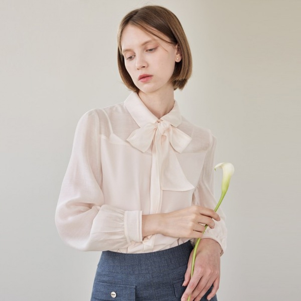 (リアーナニューヨーク) カラーシースルーネクタイブラウス RRYWBL140