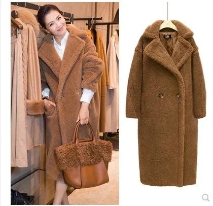 Liu Taoの同じテディベアコート女性用24新作ミドル丈グレインアルパカシルエットファーコート 福袋 5,034円