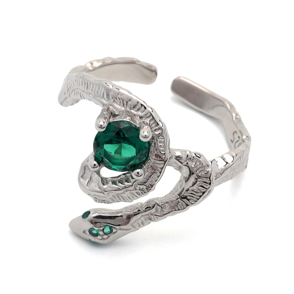 S925 スネークリング グリーン [cr570]