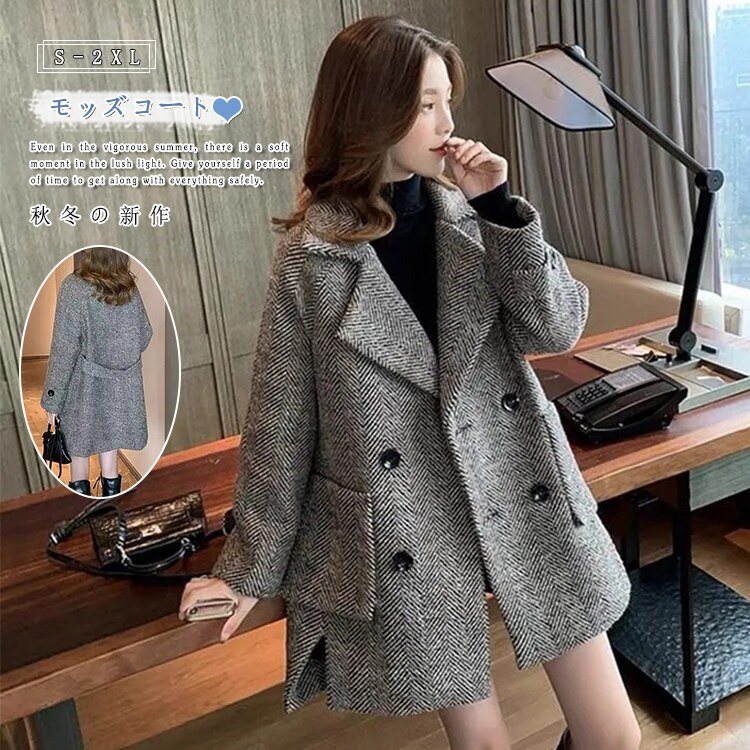 MN030モッズコート秋冬の新作ヴィンテージフレンチ裏起毛ミディアムコート