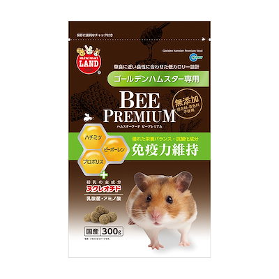 他サイト： ハムスターフード　ビープレミアム　ゴールデンハムスター専用　３００ｇ　餌　主食　はちみつ　ＣＲＣ50―50―15―25―10の商品画像