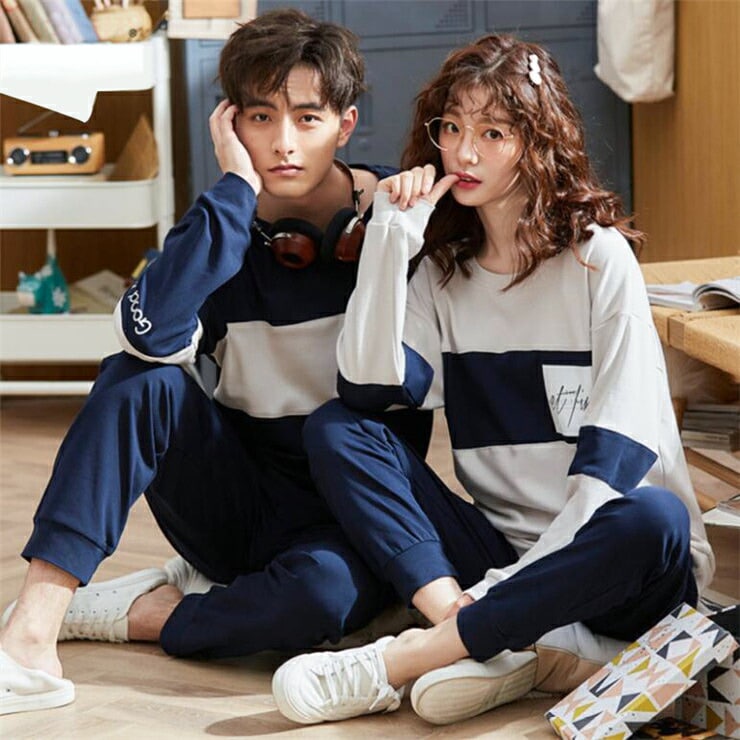 カップルパジャマ ペア カップル パジャマ ペアルック ルームウェア ペアパジャマ 男女兼用 部屋着 セットアップ 春秋 長袖 可愛い 彼女 彼氏 お揃い 記念日 プレゼント