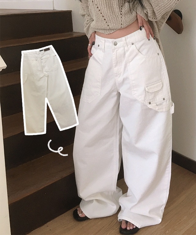 [ポケットカーフェンダーpoint] フィット保障メガワイドロングパンツ