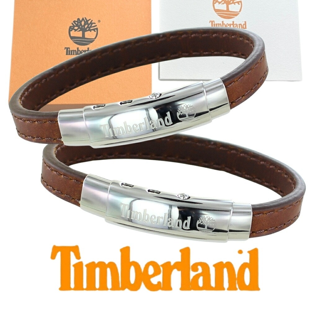 正規品 ティンバーランド ペアブレスレット ブレスレット お揃い ペアセット シンプル ユニセックス メンズ レディース ダークブラウン シルバー金具 おしゃれ ブランドアクセサリー Timberla