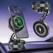 15W 金属真空吸引磁気ワイヤレス充電器マウント 360 回転可能 スマートフォン対応 カージムバスルームミラー用