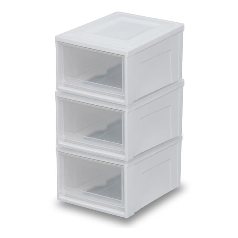 チェスト浅型3個セットBC-Mホワイト／クリア