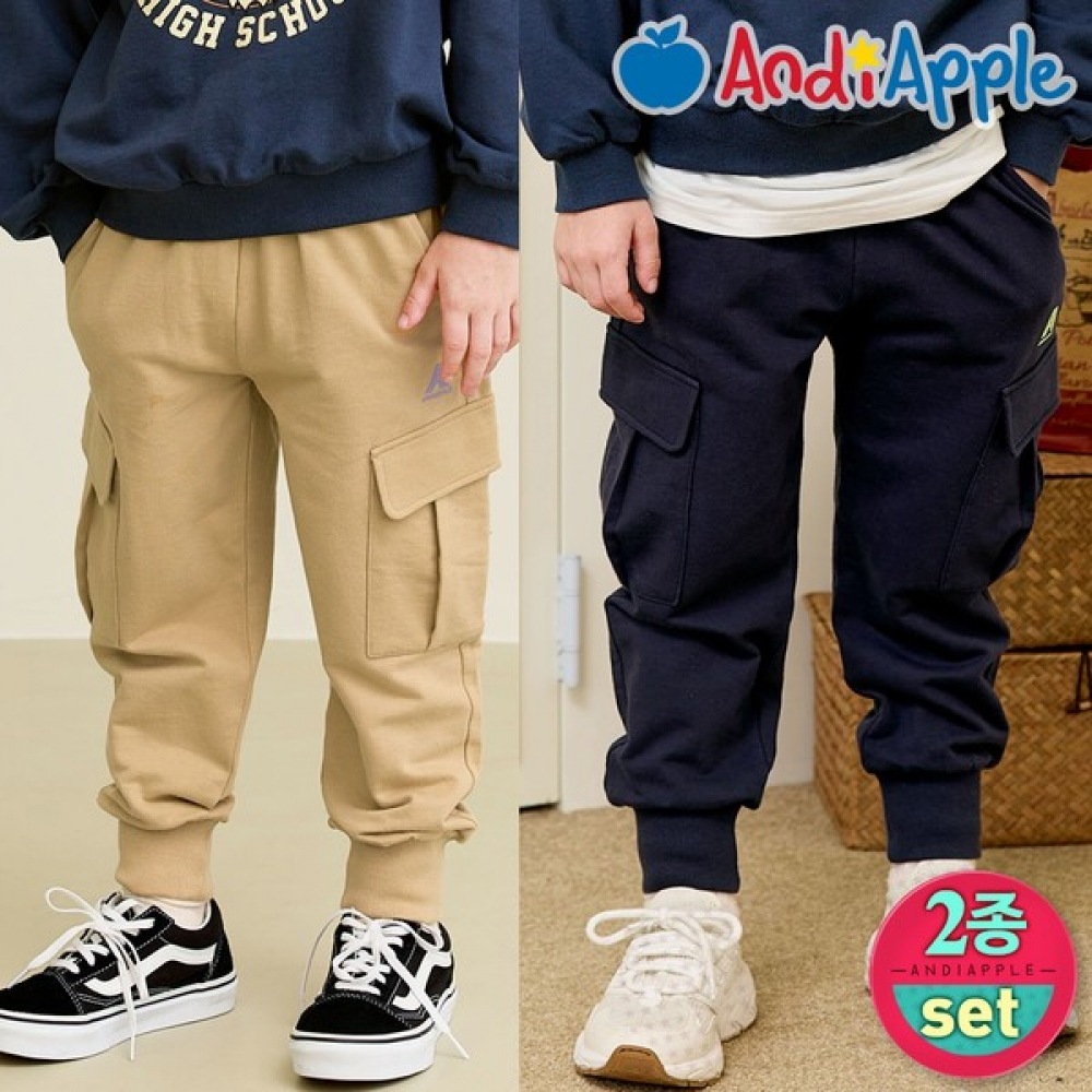 [アンディアップル] NEWインプレッシブイッカゴポケットジョガーパンツ（2枚セット）_A