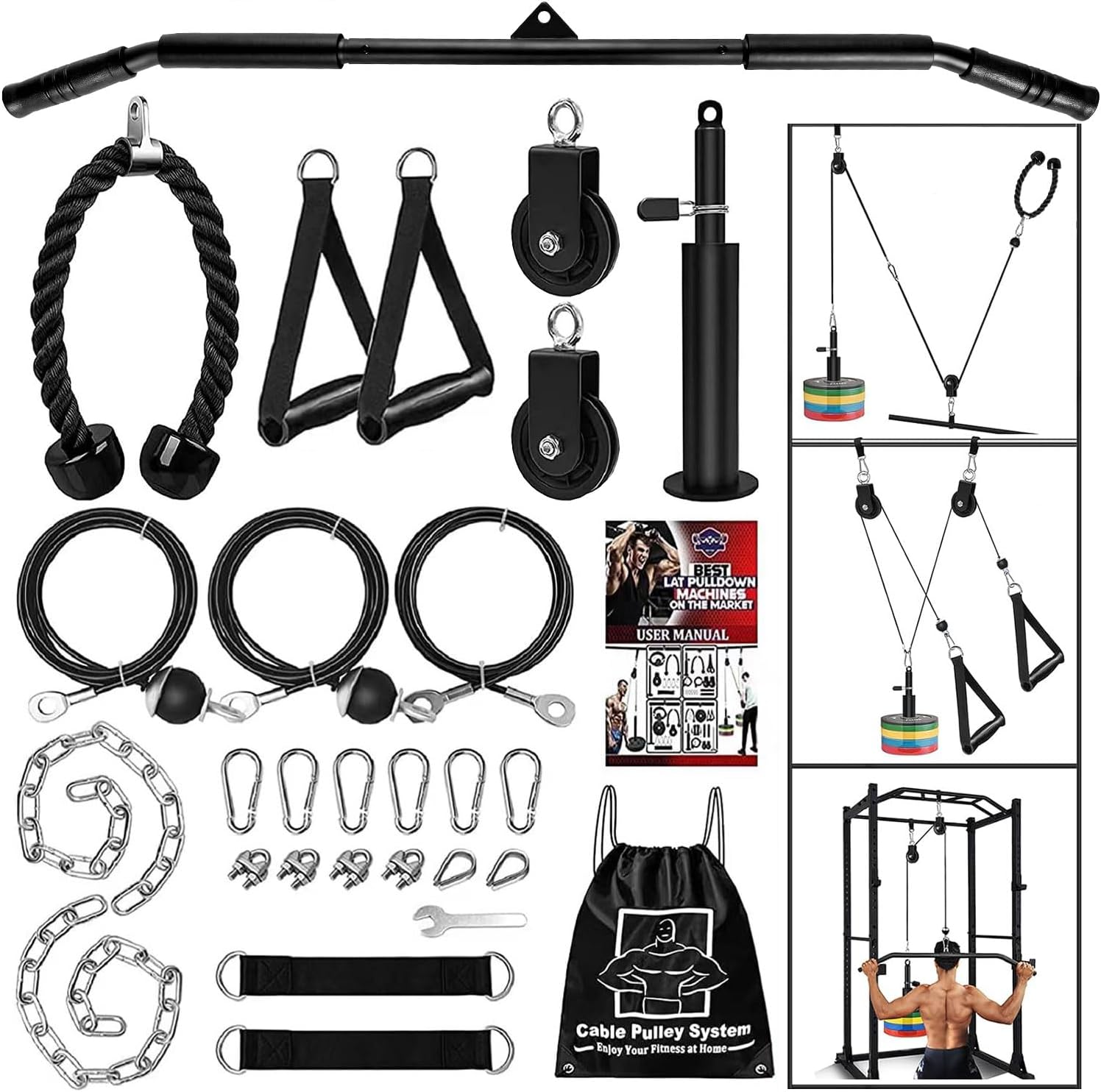 プーリーケーブルマシン LAT ラットプルダウン ケーブル トレーニング 機器 プロフェッショナル 筋肉強化 フィットネス器具 メンズ レディース 前腕 リストス ローラー トレーナー フィットネス
