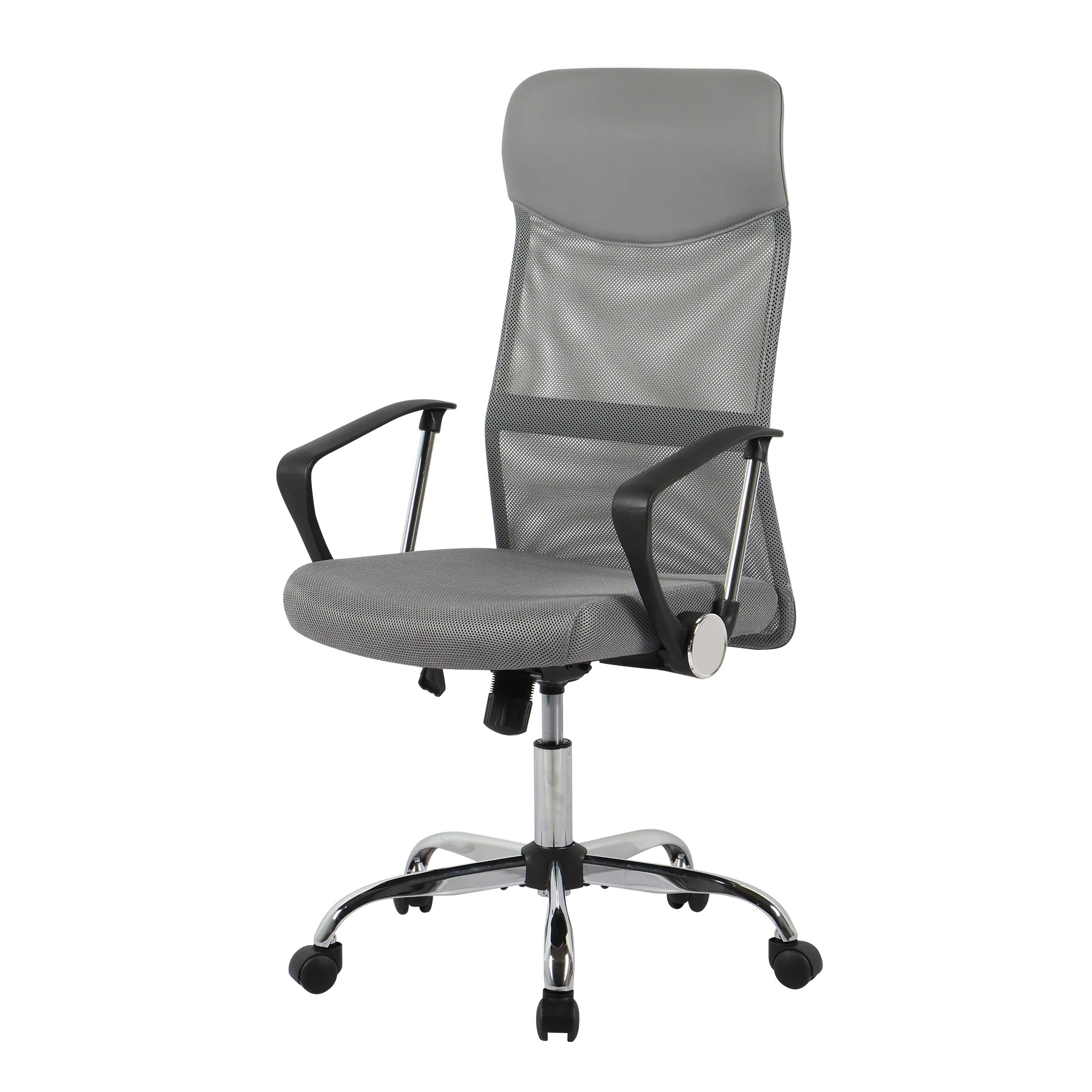 【国内発送,送料無料】【2脚セット】【ライトグレー】オフィスチェア メッシュ+PU ハイバック　大人気