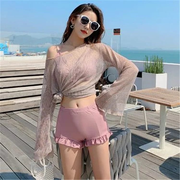 日焼け止め ビキニ 大 【7月の新作特典】服 3点セット スプリット レディース 水着値下げセール 長袖 水着 韓国 フラットアングル セクシー 妖精ファン