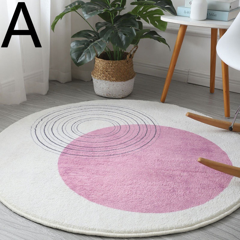 カシミヤを模した軽量円形カーペット家庭用北欧シンプルリビングティーマットベッドサイドカーペット直径160cm