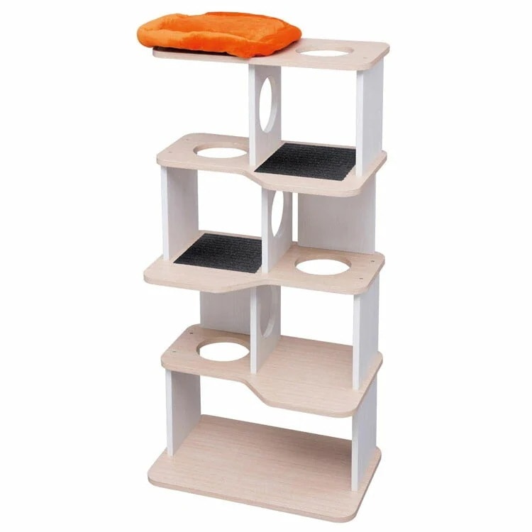 キャットタワー 据え置き インテリアキャットランド Lサイズ (高さ：約120cm) P-ICL-L 猫タワー 室内猫用 キャット リビング 置き型 おしゃれ 木目調 ストレス解消 運動不足 アイリ