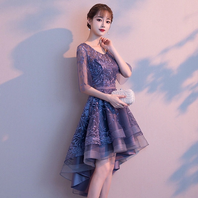 パーティードレスレディース結婚式二次会ワンピースドレス大きいサイズ3040大人女子エレガントフィッシュテールひざ丈レース半袖ウエディングドレス（婚纱） 結婚式　ドレス（结婚礼服） パーティードレス