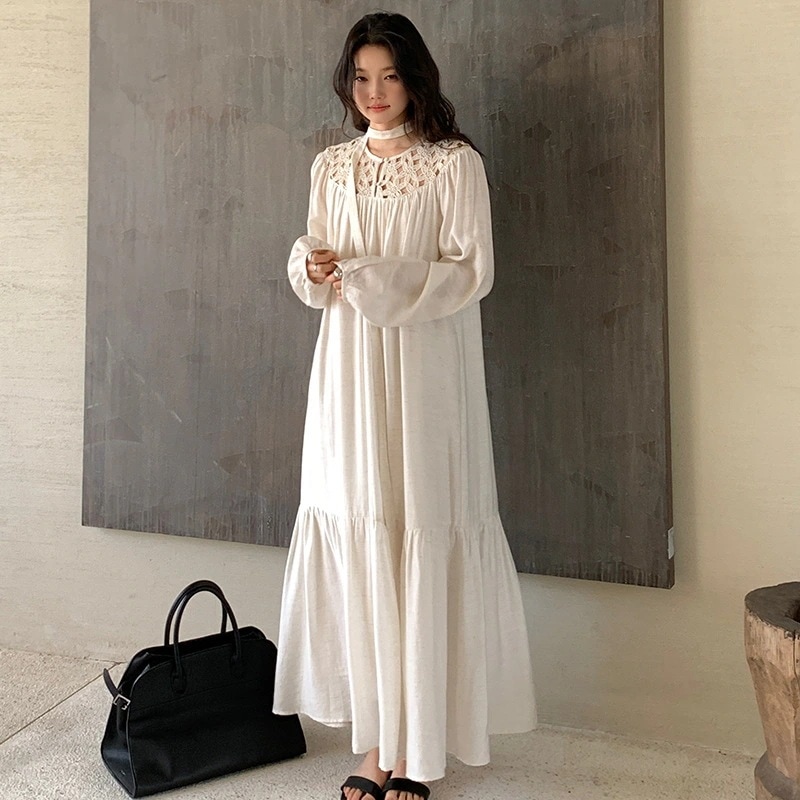 2025 新作 ワンピース 夏 半袖 長袖ワンピース ロングワンピース ロング シフォンワンピ ベアワンピ レースワンピ ドレス パーティードレス2025春の新製品光の呼吸中空刺繍ゆるい綿と