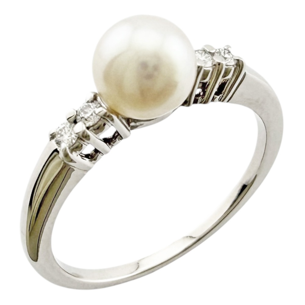 ミキモト リング 指輪 12号 18金 K18ホワイトゴールド パール MIKIMOTO 中古 美品