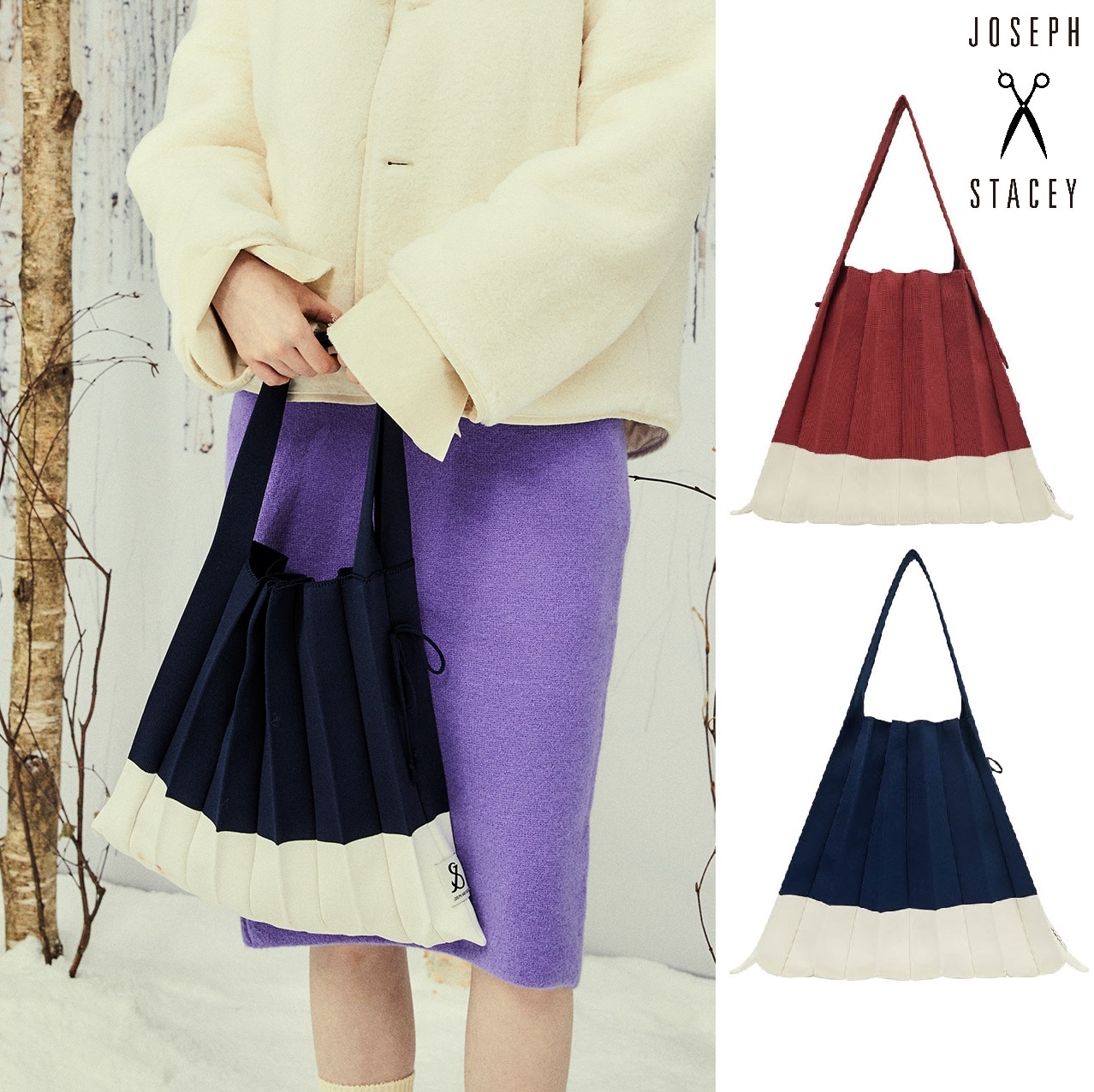 Lucky Pleats Knit L Mix (All) 2色 韓国人気 韓国ファッション 男女共用 エコバッグ 女性バッグ デイリーバッグ ショッパーバッグ ギフト用 ショッピングバッグ ショル