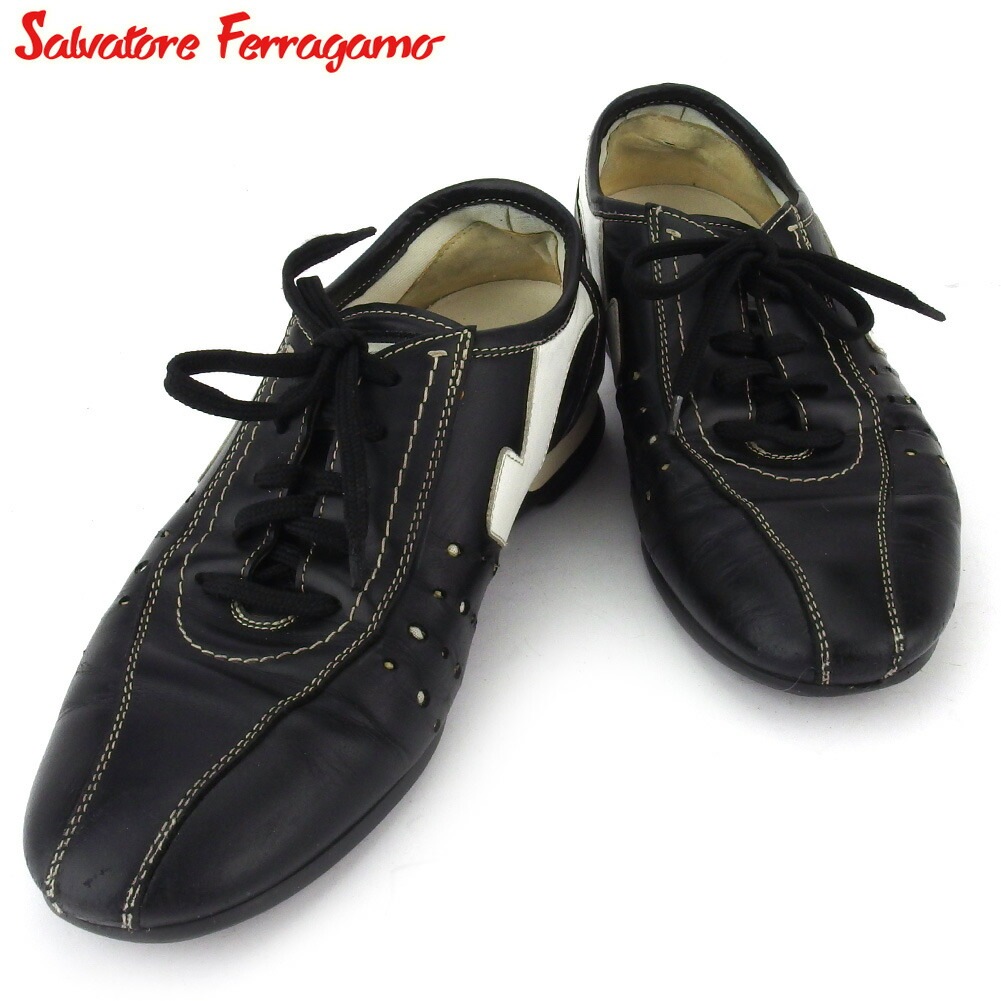 スニーカー シューズ 靴 ガンチーニ レディース #6 ブラック ホワイト 白 中古