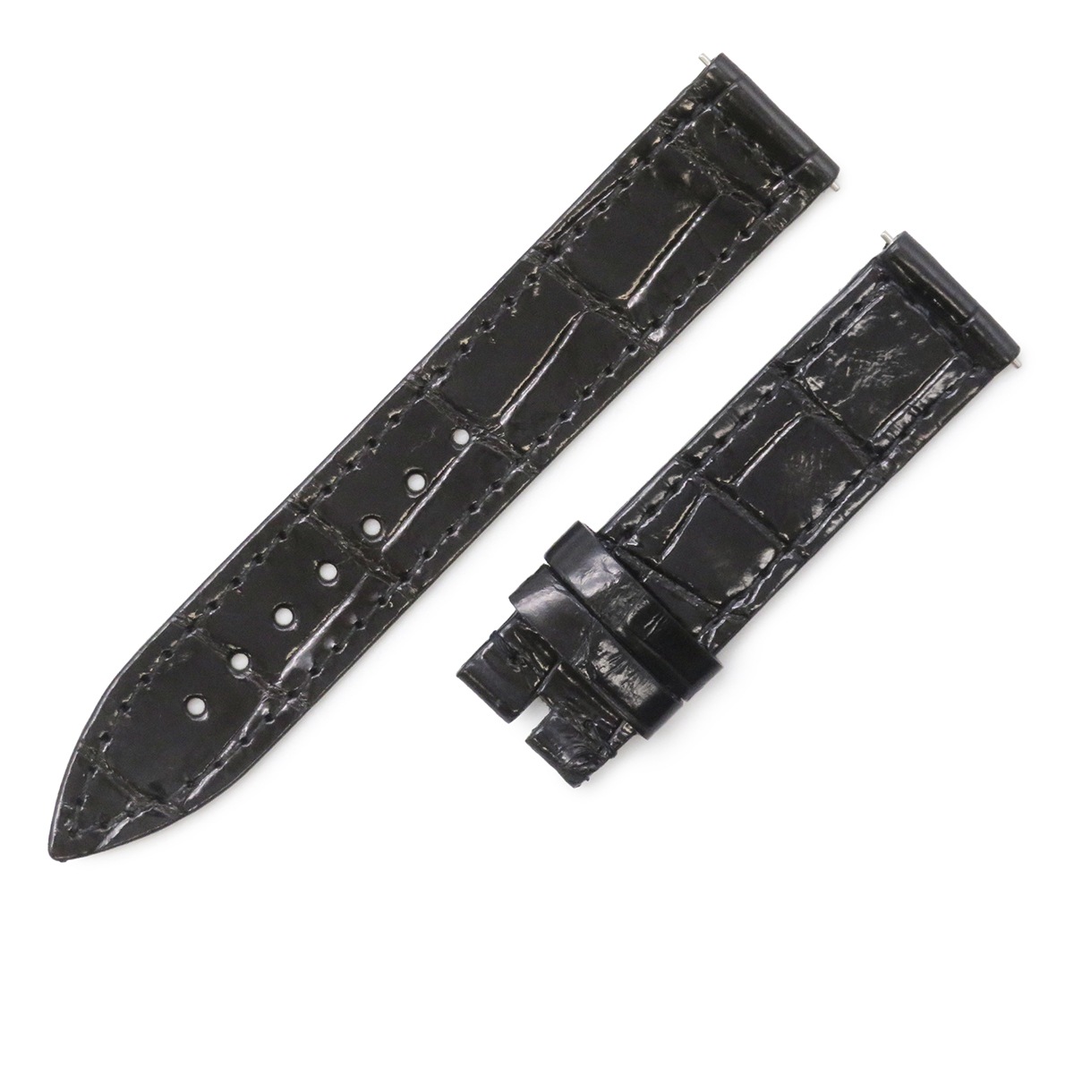 ロングアイランド 900/902用 クロコバンド レディース 未使用 純正 替え ベルト シャイニー 16mm 黒 3年保証