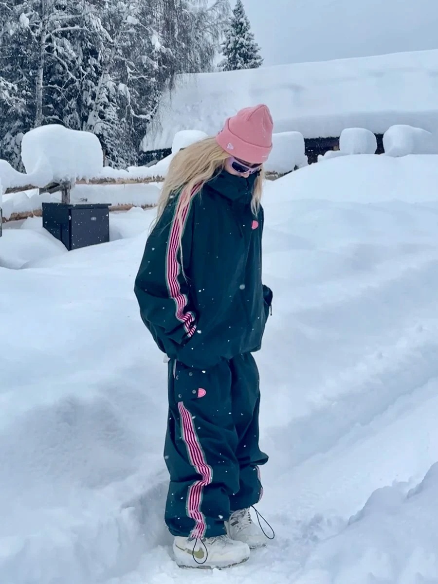 スノーボードウェア20242025上下セットレディースメンズ防水15000ジャケットアウターパンツストライプスノボースキーウェアスノボウェア韓国風防水防寒防雪保温防風 15,329円