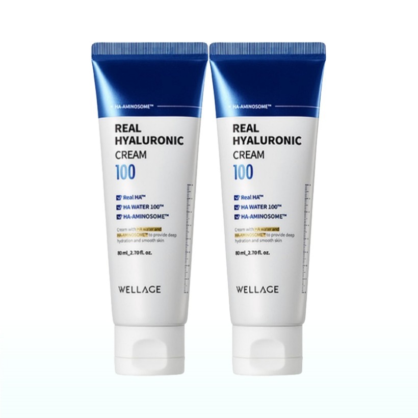 [1+1 韓国人気クリーム] リアル ヒアルロニック 100 クリーム 80ml 2個 セット/ 韓国コスメ 正規品 おすすめ ヒアルロン酸 肌の保湿 スキンケア