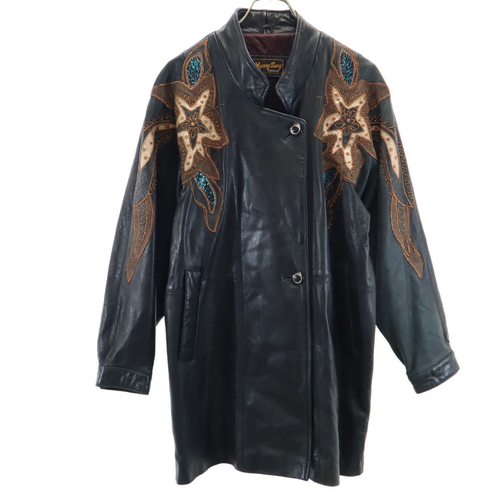 myung Sung レザージャケット ブラック レディース