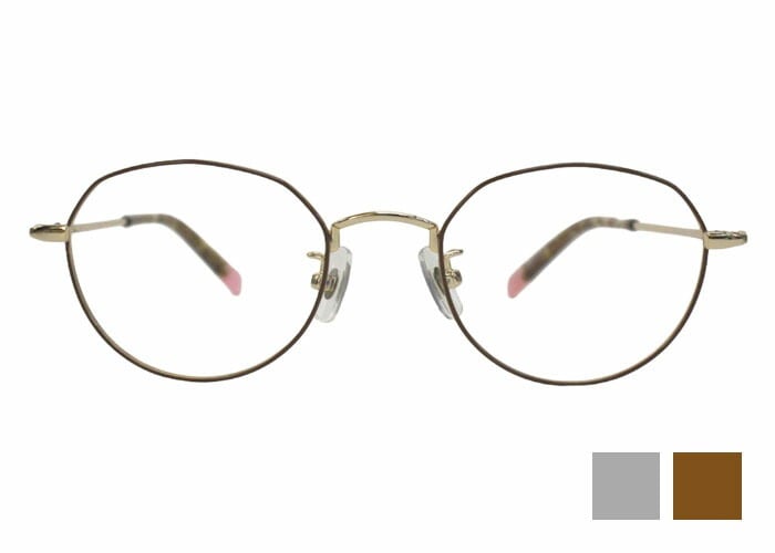 メガネ . 50-0126 ab1 ボストン 伊達 度付き レディース メタル βチタン 47ロ20