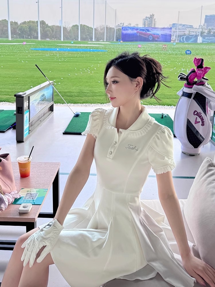 ゴルフウェア レディース スポーツウェア ゴルフスカート ワンピース POLOシャツ Tシャツ 半袖 スカート 白 プリーツスカ 春夏 速乾 女性 テニスウェア 韓国風 INS おしゃれ